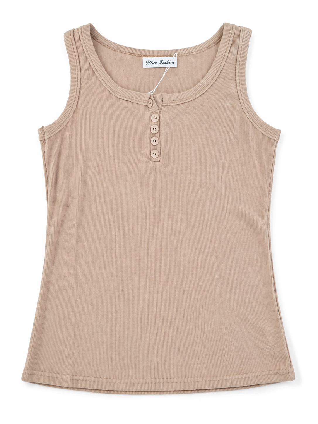 Top Canalé Beige con Botones – Ajuste Slim